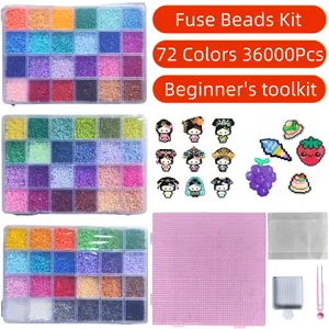2.6mm Mini Fuse Beads Kit, 72Colors, 36000pcs, with beginner's Toolkit, DIY Fuse Beads Kit ,3D Pixel Puzzle Beads,Perfect for Kids & Adults Craft,Gifts for Christmas