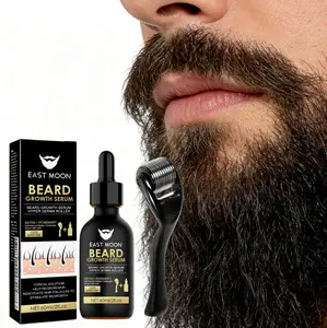 Beard Growth Serum And Beard Massage Skin Roller, For Thicker And Shinier Beards,Men's Beard Care Products.