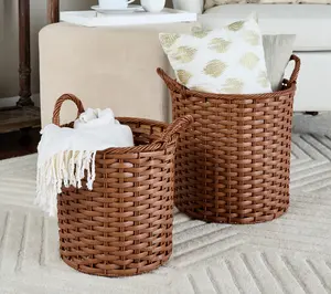 Cella Set of 2 Entryway Polyrattan Baskets Cella Set of 2 Entryway Polyrattan Baskets