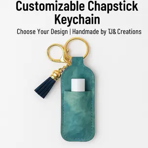 Customizable Chapstick Keychain Holder | Handmade Lip Balm Holder with Keyring & Tassel