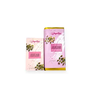 Angel Hair Large And Small Luxury Chocolate Pistachio Filled 5.6 oz & 2.9 oz Bar with Cotton Candy & Pistachio Cream - Viral Chocolate Snack