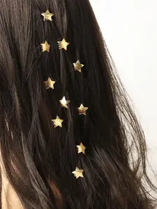 10pcs Star-Shaped Braided Hair Clips, Barrettes Hair Clips, Metal Beaded Hair Accessories, Fashionable Hair Decorations, Stylish Hair Pins for Women