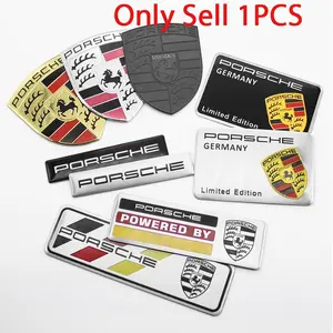 1PCS Car Metal 3D Emblem Rear Trunk Badge Stickers For Porsche Panamera Taycan 911 718 Macan Cayenne Boxster Cayman 918