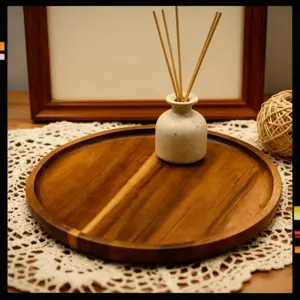 2-piece round wooden decorative candle holder tray, coffee table center decoration, modern farmhouse home decor, cloud-shaped decorative plate, vintage decorative tray, suitable for coffee tables, tables, dining tables, and fireplace mantels. Perfect for