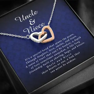 Uncle and Niece Gift - Interlocking Heart Necklace | Gift for Niece from Uncle | Birthday & Christmas Gift | Jewelry with Meaningful Message Card