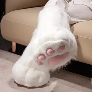 Party Costume Two-Dimensional Anime Convention Cosplay Cute Cat Paw Furry Hooded Jacket with Boots & Foot Covers for Girls Spring Autumn Halloween Christmas