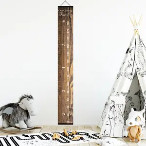 Wood Grain Kids Growth Chart Ruler, Portable Hanging Height Measurement Tracker for Baby, Toddler, Boys and Girls, Farmhouse Nursery Bedroom Wall Decor