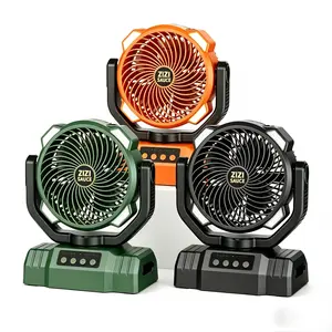ZIZI SAUCE 3-in-1 Portable Camping Fan – LED Light & 10000mAh Power Bank, 3.6m/s Strong Wind, 90° Oscillation, <30dB Quiet, Remote Control, Hanging Fan for Outdoor Camping, Picnic, Fishing, Workshop