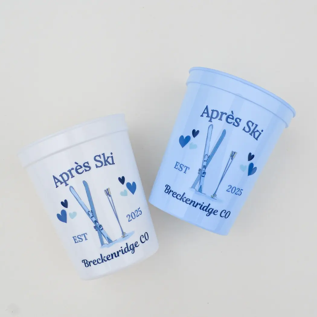 Custom Apres Ski Bachelorette Party Cups: Winter Bach Decor