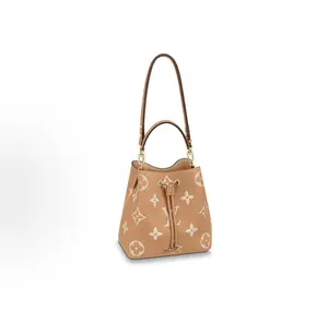 Pre-owned Louis Vuitton Leather Shoulder Bags NéoNoé MM Bicolor Monogram Empreinte Bucket Bag in Yellow and Beige