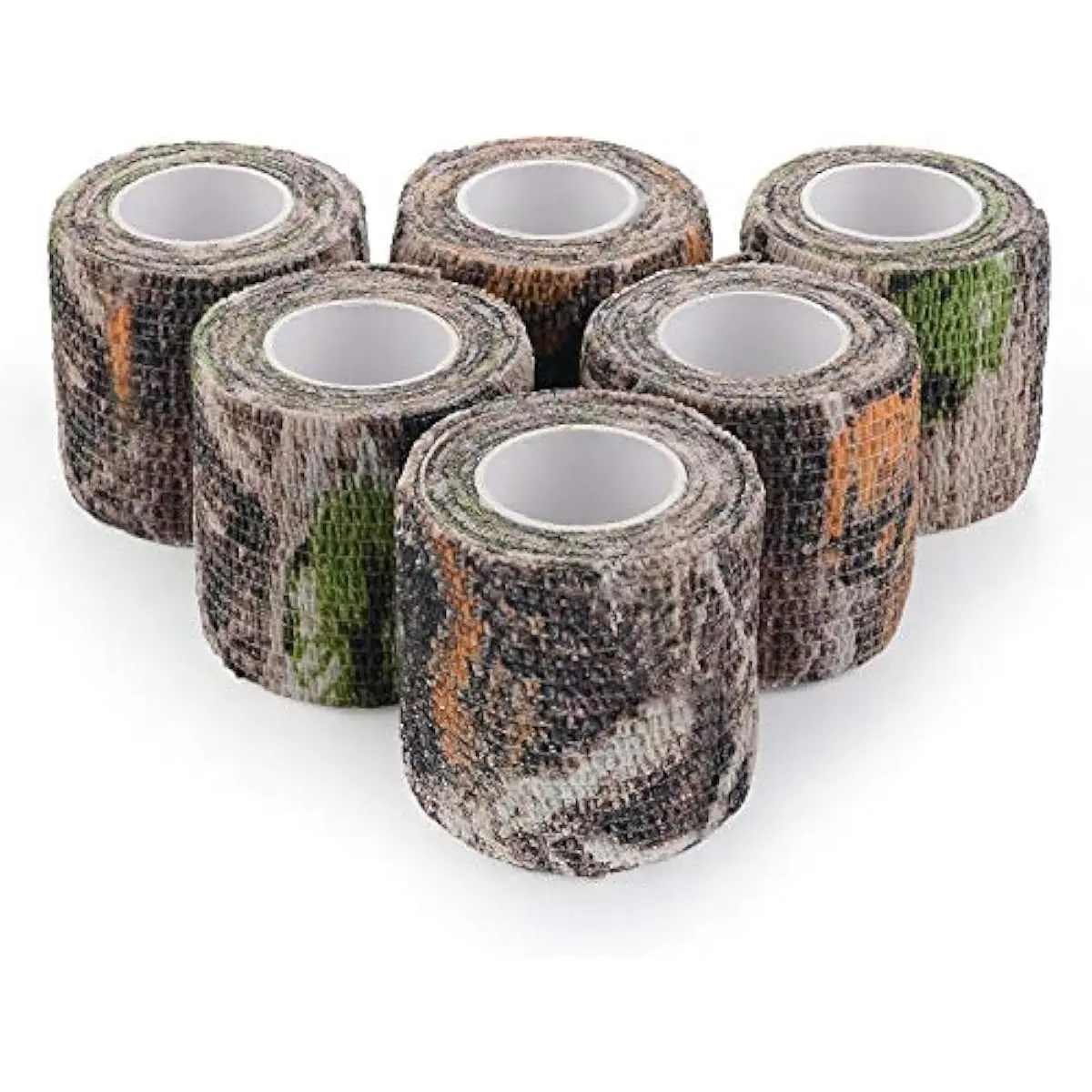 Flexible Camo Wrap Tape Rolls, Highly Elastic Non-Woven Protective Bandage for Hunters, Reusable Self-Adhesive Wrap in Woodland, Desert & Grass, 1.96" x 177", Outdoor, Camouflage
