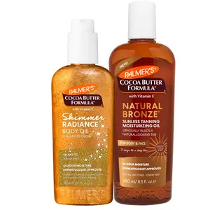 Natural Bronze & Shimmer Radiance Body Oil Bundle for Radiant, Glowing and Golden Skin