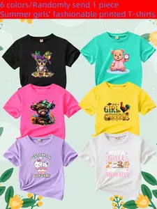 Randomly send 1pc from 6 Colors, 【Summer T-shirts-Daily and Festive Party Knitted Tops-Comfortable Round Neck T-shirts-Birthday or School Uniforms-Professional Shirts, Fun Pattern T-shirts, Outdoor Styles】