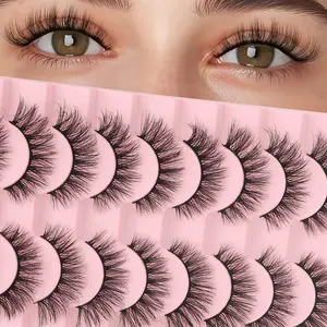 Ten Pairs Powder Platform 201, Dense C Curl Eyelashes, Fluffy, 0.10mm Thickness, 13-15mm Length, Non-Flamable Liquid, Made in Shandong China, Cosmetic False Lashes