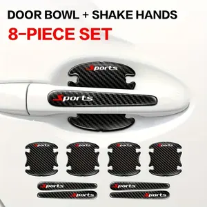 Scratchproof Rubber-Polyester Sports Car Door Handle and Bowl Protector Stickers, Red and Blue Modern Decorative Car Accessories, Front Door Protection Vehicle Accessories, Accessories For Car