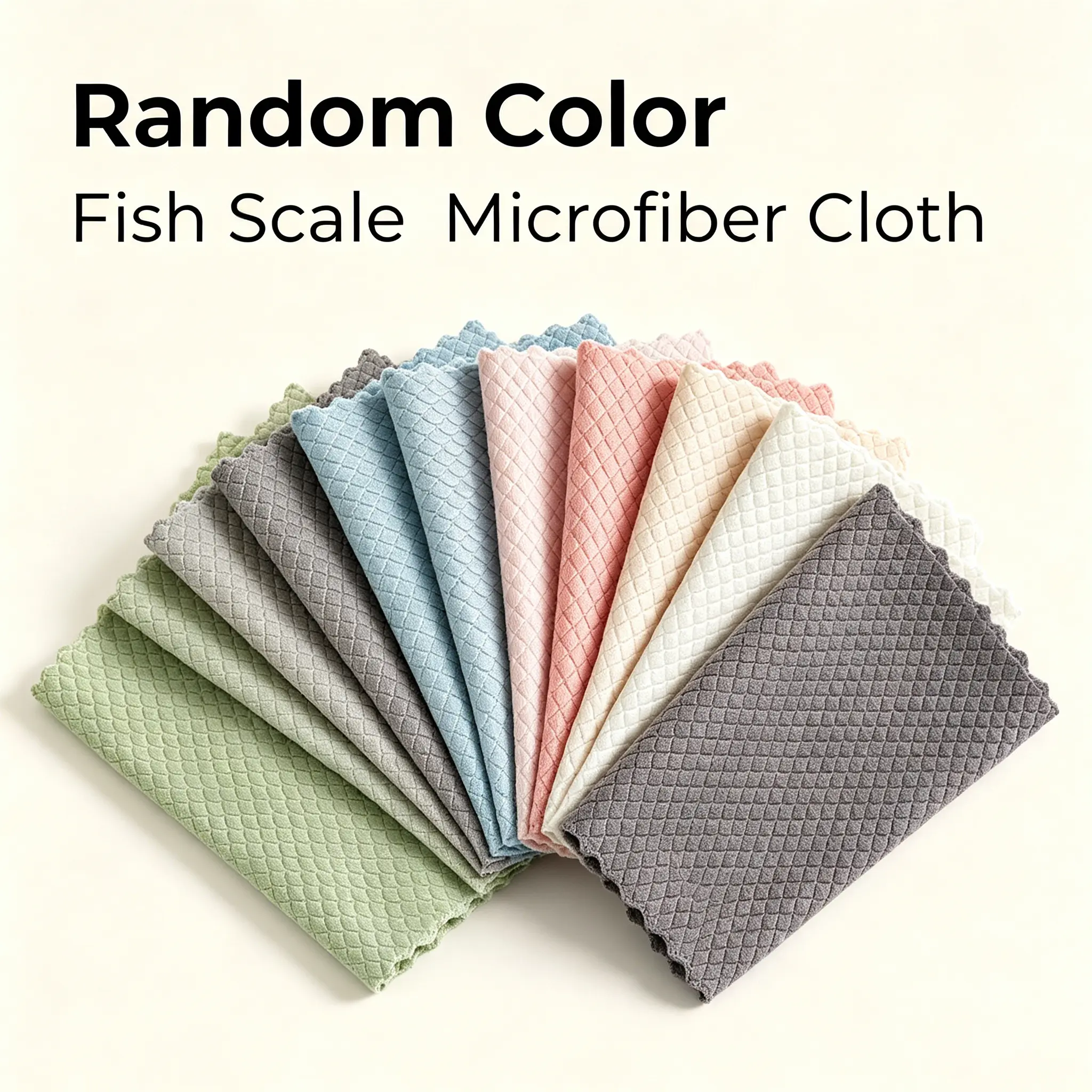 10 Counts Scale Textured Microfiber Wiping Towels, Low-Lint Mark-Free Polishing Rags, Absorbent Reusable Cloths for Glass, Car, Home & Kitchen Use