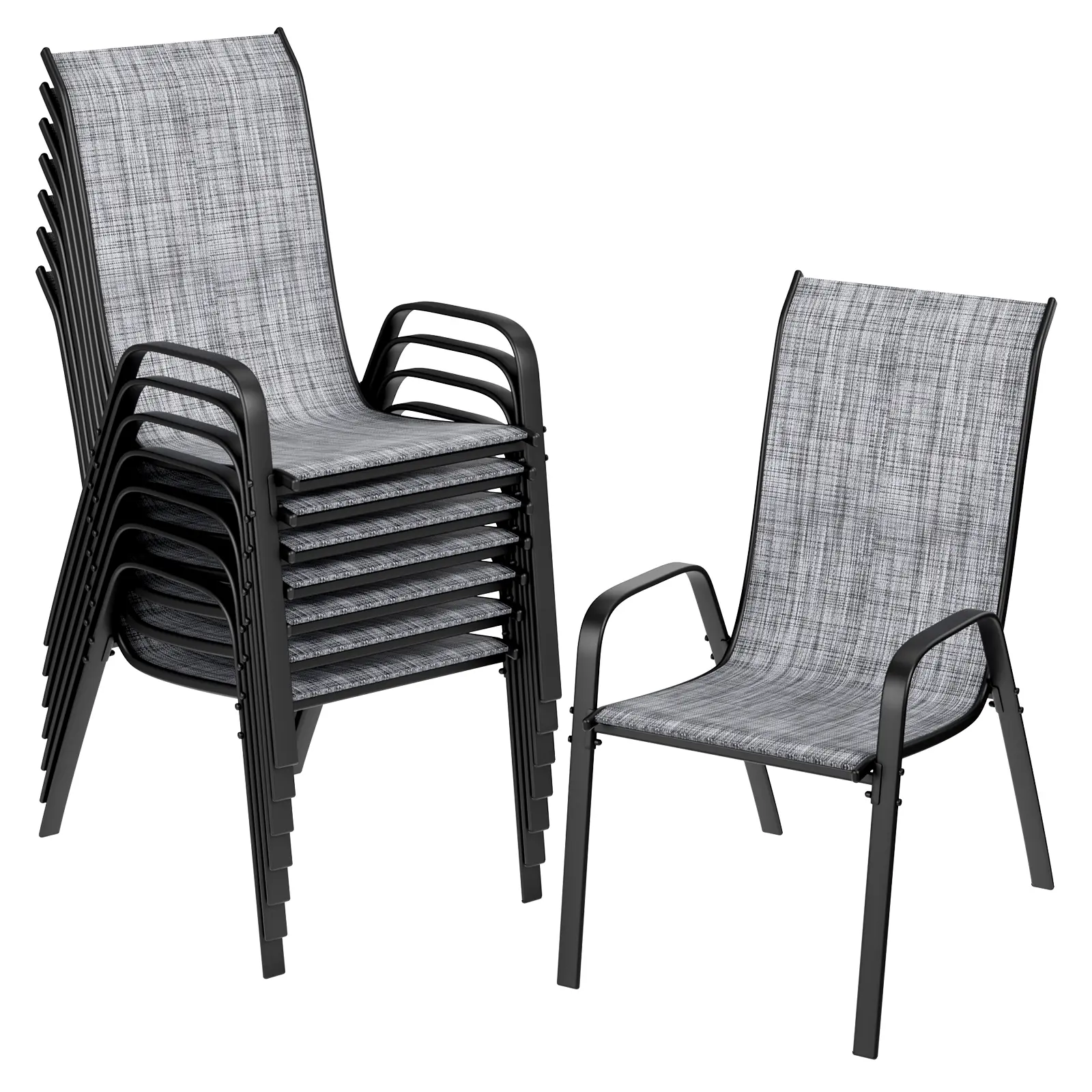 Arlopu 4/6/8pcs Patio Chairs, Stackable Textilene Outdoor Dining Furniture for All Weather, with 17.7″ Wide Seat & Metal Frame, for Garden, Backyard, Deck, Restaurant, Poolside summerwins