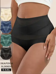 Women's Contrast Mesh High Waist Panty, Breathable Comfortable Seamless Knicker for Daily Wear, Casual Elegant Underwear for All Seasons, Womenswear, Casual Comfy Soft Breathable Panties, Soft Minimalist Knicker, Soft Fit Panty, High Waisted Underwear