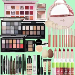 All In One Makeup Kit, Travel Makeup Kit, Makeup Gift Set, Makeup Kit for Women Full Kit, Makeup Bundle Includes Foundation Eyeshadow Palette Lipstick Eyeliner Mascara Contour Stick Cosmetic Brush Set
