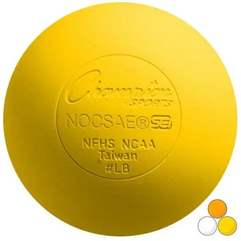 Champion Sports Yellow Molded Rubber Lacrosse Ball - Meets NOCSAE Standards, SEI Certified, Approved by NCAA/NFHS, for Practices, Games, Improved Feel and Accuracy Shots