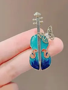 Fashion Creative Violin Design Brooch, Elegant Butterfly Decor Clothes Brooch for Women & Men, Trendy Exquisite Brooch for Birthday Gift, Fashion Accessory