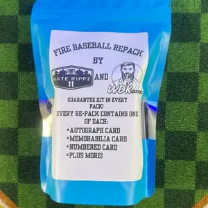 Nate Rippz 11 & WDK Cards Baseball repacks- Baseball repacks guarantee, one autograph, one memorabilia and one numbered card. Plus one extra auto or memorabilia card. 4 HITS GUARANTEED PLUS MORE!!! 20-25 cards per pack. Floor 20 Ceiling 100