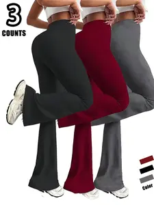 3-Pack high-waisted solid-color casual bell pants, casual fashion, spring and autumn casual trousers