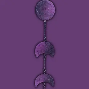 Mini Black & Dark Pink Glow Moon Phase – Amethyst & Black Onyx