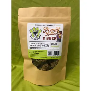 Peanut Butter & Beer - All Natural Dog & Puppy Treats - Disobedient Biscuits! 6 oz. Pouch