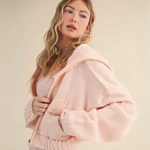 Emilia Knit Hoodie: Pink