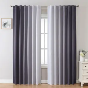 Blackout Curtains & Drapes for Bedroom Living Room 84 Inches Long Grey and White Room Darkening Ombre Curtains Rod Pocket &  Tab Curtains Thermal Insulated Light Blocking 2 Panels Set