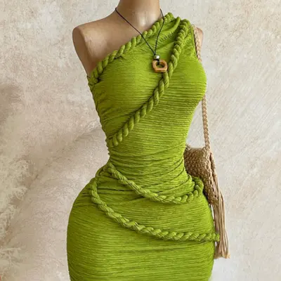 green swirl knit dress Swirl Jersey Knit Swing Mini Dress