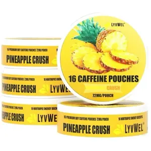 Energy 5-Pack Pineapple Crash 72 Mg Caffeine per pouch.Each Jar contains 16 Pouches. Sport Beverage Drink healthy evergy Sugar-Free Nootropic Sports upper decky lyvwel energy  drink low calorie Sports Drink