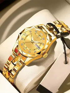 Women's Elegant Fashion Round Dial Analog Quartz Waterproof Watch, Watch for Party, Daily Clothing Decor, Trendy All-match & Exquisite Watch for Birthday Gift