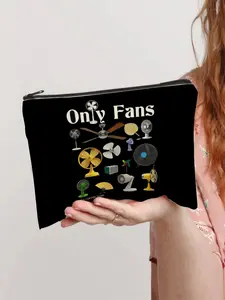 “Only Fans” Funny Fan Collection Canvas Pouch – Humorous Retro Fan Graphic Makeup & Accessories Bag for Cosmetics, Chargers, Candy, Tools | Perfect Gift for Friends, Coworkers, or Yourself