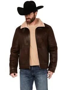 Moonshine Spirit Men's Spirit&Reg; Men'S Sherpa Lined Faux Leather Jacket - Msho23o15-Dkbrn