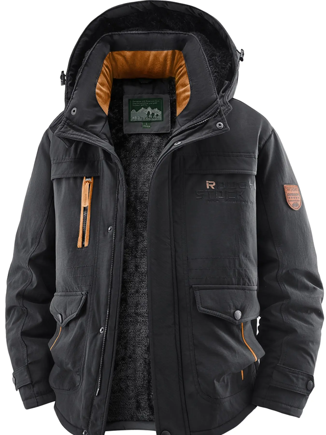 Men's Winter Fleece-Lined Jacket with Hood, Windproof & Waterproof Warm Casual Outerwear, Stylish and Comfortable Design Jacket for Cold Weather