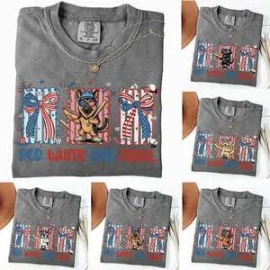 Comfort Colors Dog 4th of July Shirt, 50+ Dog Breeds, USA 250 Years Shirt, Red_ White and Feral Tee, Patriotic Independence Day - DarkFlex