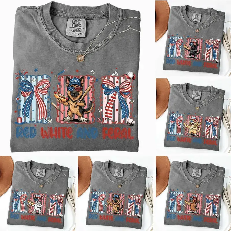 Comfort Colors Dog 4th of July Shirt, 50+ Dog Breeds, USA 250 Years Shirt, Red_ White and Feral Tee, Patriotic Independence Day - DarkFlex Comfort Colors Dog 4th of July Shirt, 50+ Dog Breeds, USA 250 Years Shirt, Red_ White and Feral Tee, Patriotic Independence Day - DarkFlex