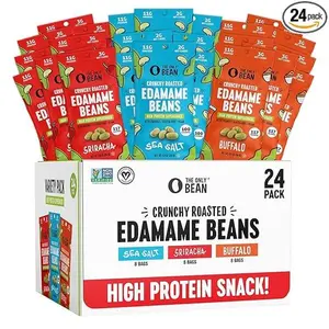 The Only Bean Crunchy Roasted Edamame - Healthy Snacks for Adults and Kids (Variety Pack), Low Carb Keto Snack Food, Vegan Gluten Free High Protein Snacks (11g), Office Snack, 0.9oz 24 pack
