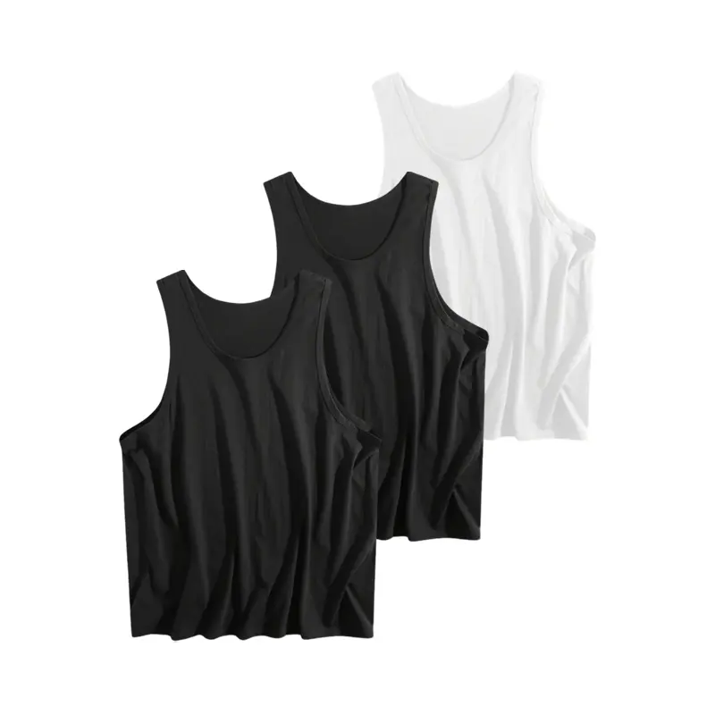 Women's Brainlag Studio 3-Piece Basic Scoop Neck Sleeveless Tank Tops Set - Original Fabric, Slim Fitting, Athletic, Reinforced Stitch, Fitness-Friendly Everyday Wear