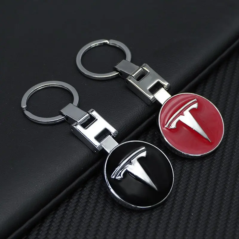 Zinc Alloy Car Key Rings, Auto Logo Badge Keychain, Accessories for Tesla Model X Y 3 S Cybertruck Roadster, Durable & Stylish Design