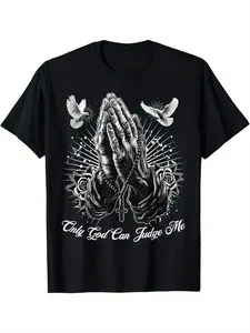 Only God Can Judge Me Praying Hands Chicano Tattoo Dove Print Unisex Tee