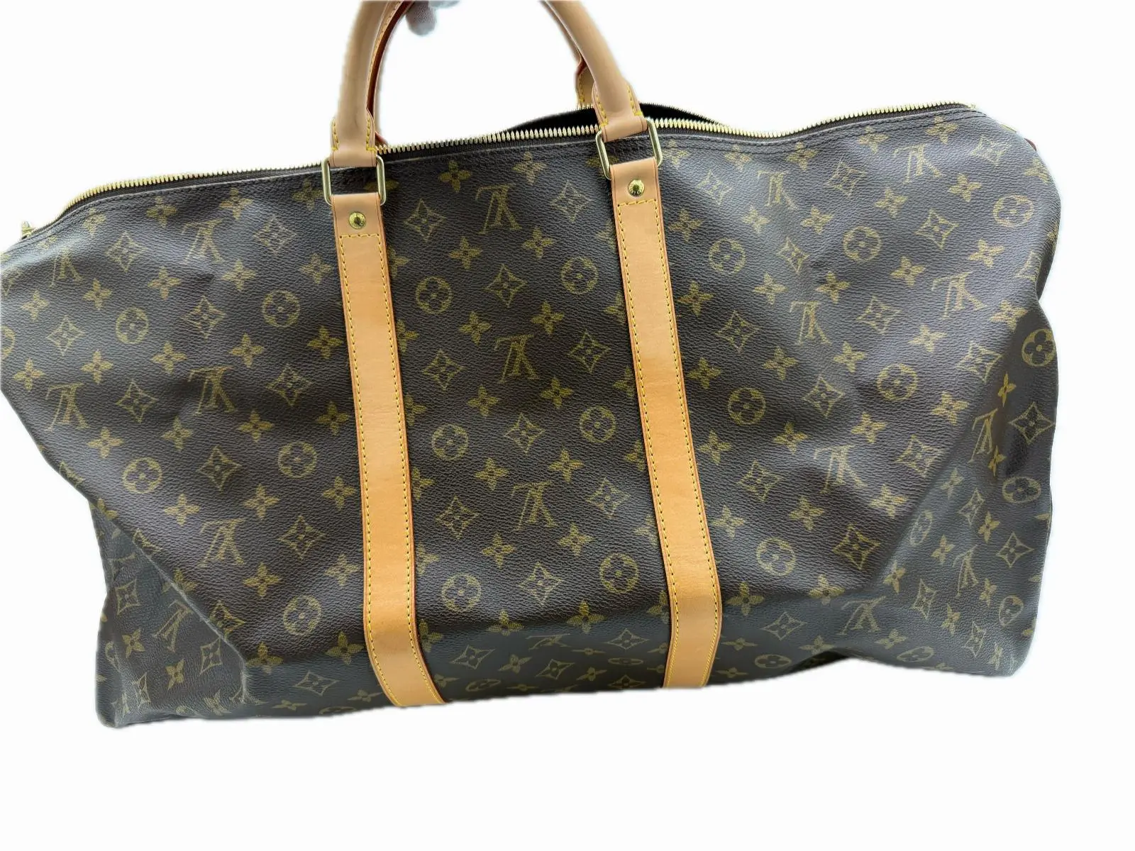 Pre-owned Louis Vuitton Coated Canvas Backpacks Keepall Duffle 60 Brown Canvas Monogram 47 2600038783166