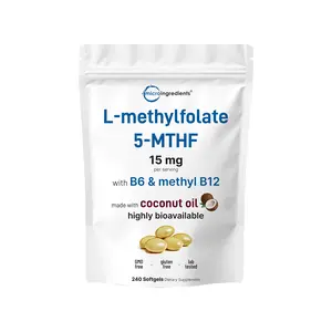 Micro Ingredients L Methylfolate 15mg with B6 Plus Methyl B12 | 240 Softgels with Coconut Oil Micro Ingredients L Methylfolate 15mg with B6 Plus Methyl B12 | 240 Softgels with Coconut Oil