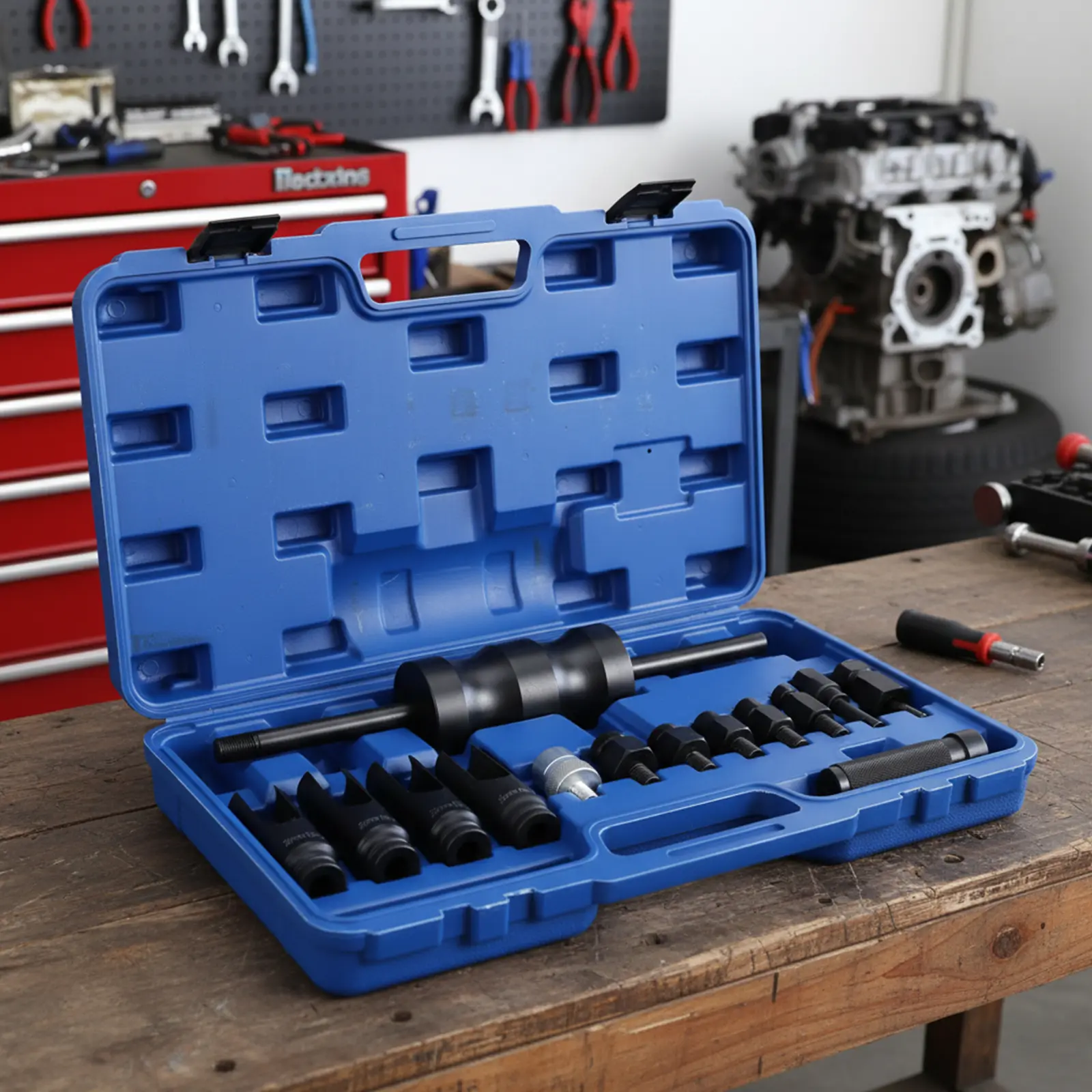 1 x Injector Puller Tool Kit (14pcs) 45# Carbon Steel Wide Multi-Size M14-M27 Adapters, Common Rail Car Engine Tool That Removes Injectors for Delphi, Siemens, Ideal for DIY Enthusiasts