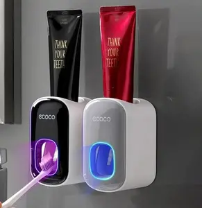 Automatic Toothpaste Dispenser Wall Mount Bathroom Bathroom Accessories Waterproof Toothpaste Squeezer Toothbrush Holder