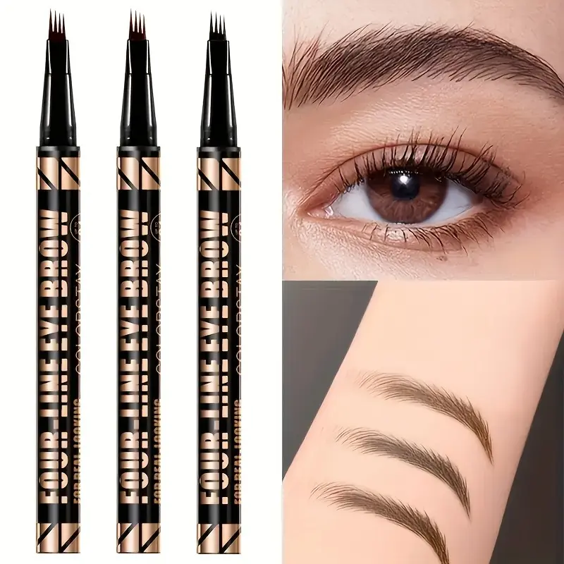 Four Fork Long Lasting Eyebrow Pencil Natural Looking Brows Makeup Prevent Smudging Quick Drying Non Fading Brow Pen Smooth Cosmetic Suitable for All Skin Types DealsForYouDays