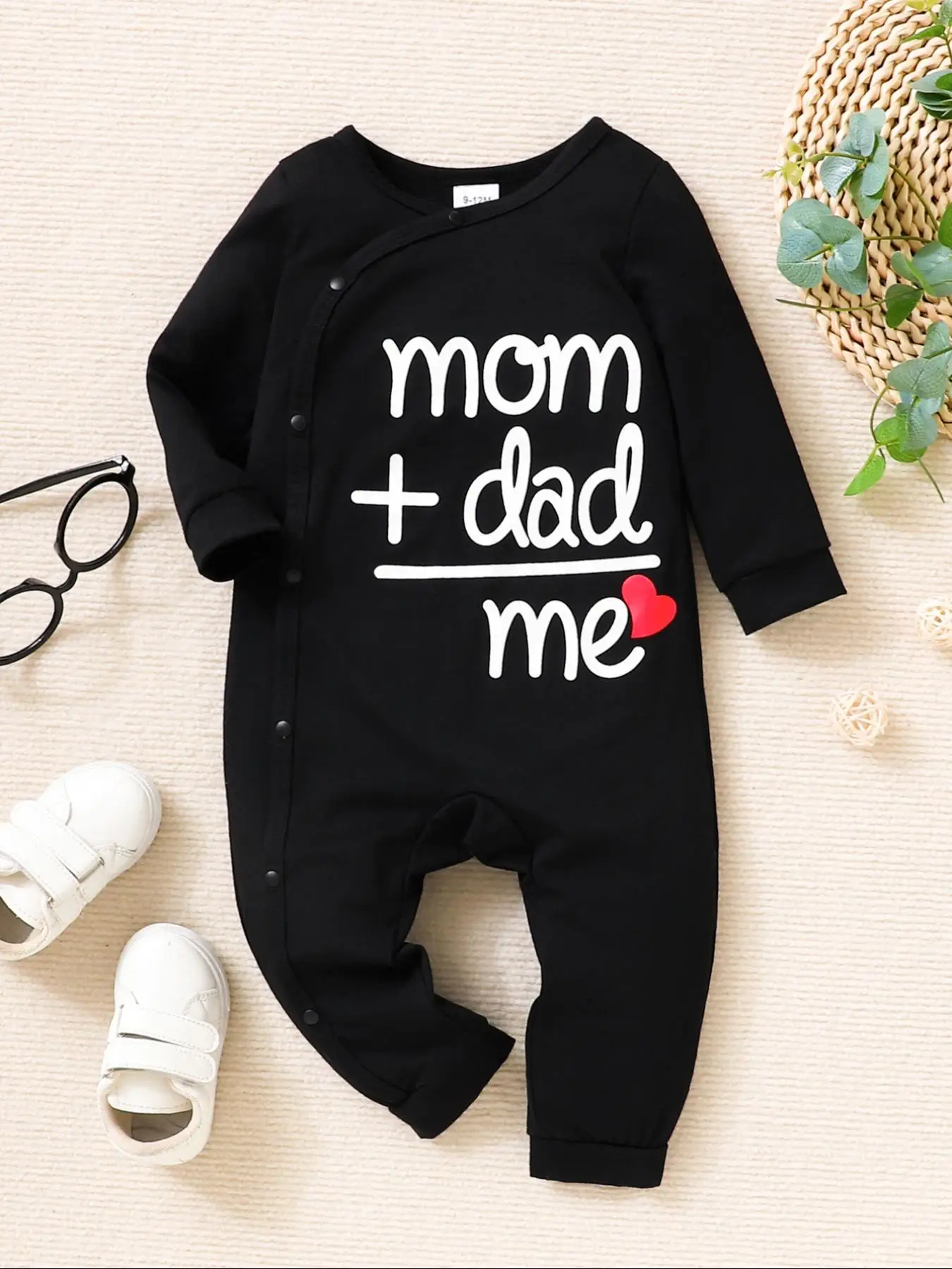 Newborn Infant Kids Letter Print One-piece Climbing Suit, Cute Long Sleeve Round Neck Jumpsuit for Baby, One-piece Clothes for Newborn Infant Kids, Ba