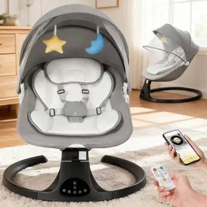 Auto Sway Baby Bouncer & Swing - Bluetooth Music, 10 Soothing Lullabies, 5-Speed Sway & Remote, Removable Canopy, 3-Mode Seat for Newborn Nap